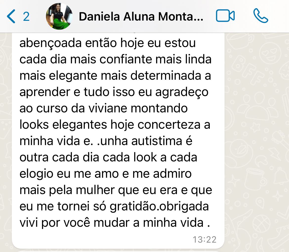 Depoimento de Daniela sobre o curso